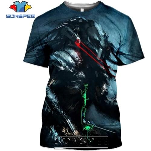 SONSPEE T-shirts Predator 3D Print Men Women Fashion Casual Hip Hop Streetwear Harajuku Funny Aliens Movie Tees Tops Shirt