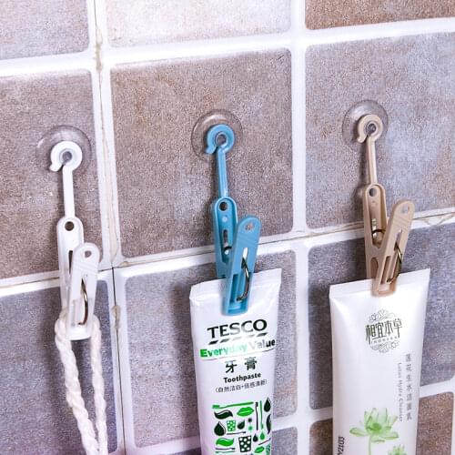 GUANYAO Movable Suction cup hook with clip Bathroom storage finishing hooks Multi-Purpose Hooks Bathroom storage clip plastic