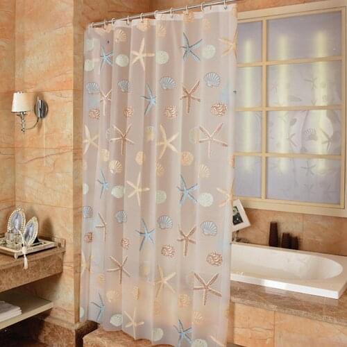 HobbyLane Bathroom Starfish Style Shower Curtain Liner Waterproof Mildew Proof PEVA Translucent for Room