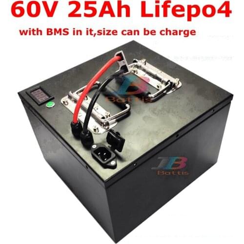 Customize 60v 25ah lifepo4 lithium battery pack with BMS for 1500W 25000W bike scooter cleanness car bicycle + 5A charger