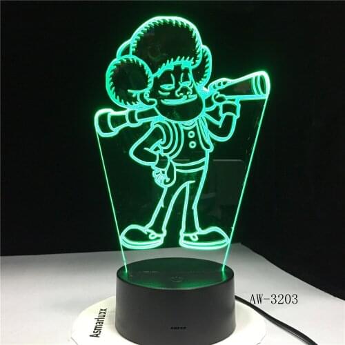 Clown lamp 3D illusion LED Table lamp LED 7 Color changing USB Kids Bedroom Room Party Decor Luminaria Creative Gifts 3001