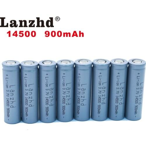 8PCS 14500 battery 3.7V 900mAh Lithium Rechargeable Li-ion Battery for LED Flashlight Battery accumulator battery real capacity