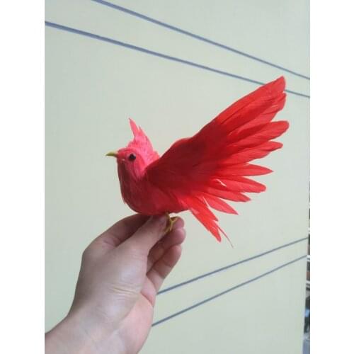 Small cute simulation red bird toy plastic&furs wings bird doll gift about 15x20cm 1371