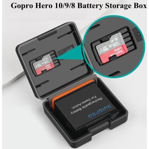 Gopro Hero 8 7 6 Battery Box DJI Action Multi-function Battery Memory Card Storage Box TF Card Slot Battery Case Accessories