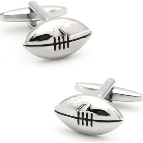 Mens American Football Cuff Links Copper Material Silver Color