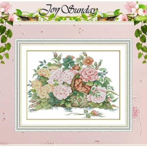 The rose flower basket counted Cross Stitch 11CT 14CT Cross Stitch Set Wholesale DIY Cross-stitch Kit Embroidery Needlework