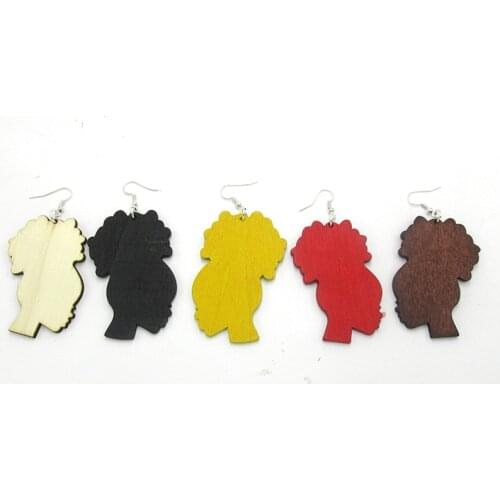 Newest Afro Girl Wood Earrings