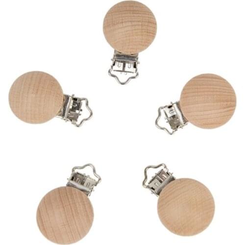 2021 New 20pcs/lot Wooden Pacifier Clip Diy Dummy Clip Chains Baby Teether Soother Clasp