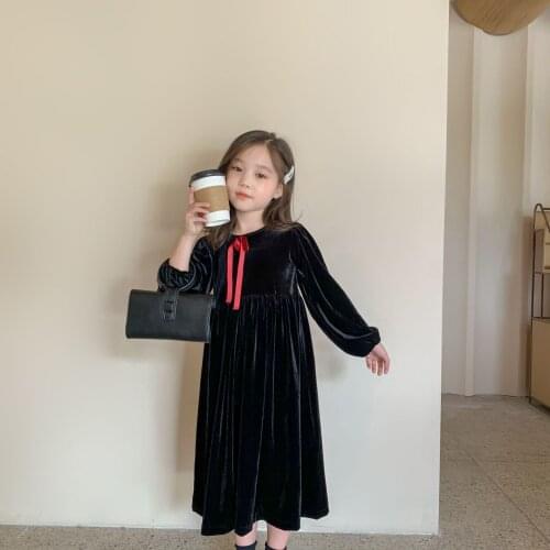 Fall New 2020 Elegant Kids Dresses for Girls Baby Princess Dress Midi Dress Children Clothes Toddler Party Dress Velvet,#5404