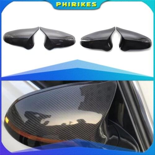 A Pair Carbon Fiber Car Door Rear View Side Mirror Cover Rearview Mirror Cap Replacement For BMW F80 M3 F82 M4 2015-2018
