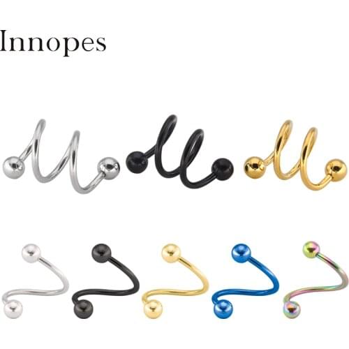 Innopes body jewelry Ear Nail Bone Barbell Earring Piercing helix ear stud tragus Ear Piercing Black Steel Cartilage Men Women
