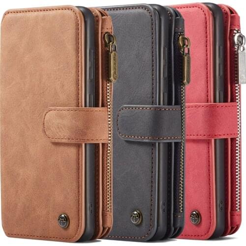 For Samsung A52 4G 5G / A72 4G Luxury PU Leather Hybrid TPU Wallet Purse Case Stand Zipper 2in1 Magnetic Removable Cover