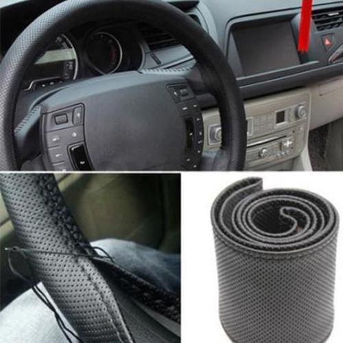 DIY Faux Leather Car Auto Steering Wheel Cover Protector with Needle Thread Kit