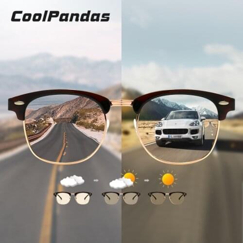 2021 Semi-Rimless Square Sunglasses Men Polarized Photochromic Women Driving Glasses Trend Shades Eyewear gafas de sol hombre