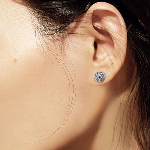 Sparkling Double Halo Stud Earrings Silver 925 Fine Jewelry Earring Gift for Mother, Wife, Girlfriend 2021 Mothers Day E202