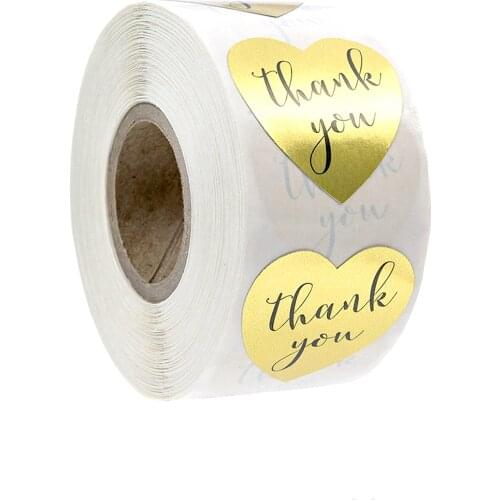 1inch 500pcs Thank You Stickers Heart Shape Seal Labels Envelope Stickers Scrapbooking for Package Stationery Sticker