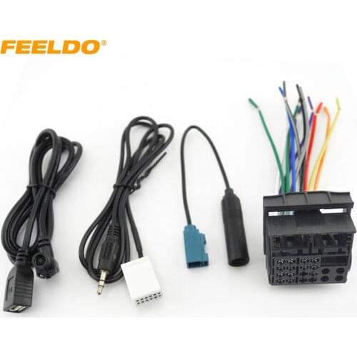 1Set Car Stereo Head Unit Wiring Harness With FRAKA Radio Anatenn Jack USB/AUX Cable For Volkswagen Factory OEM Radio CD #AM3112