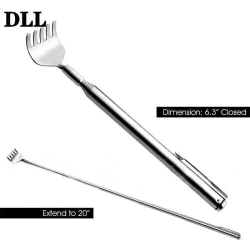 1pcs Back Scratcher Telescopic Pen Clip Portable Back Scratcher Itch Massage Tool Stainless Steel Telescopic