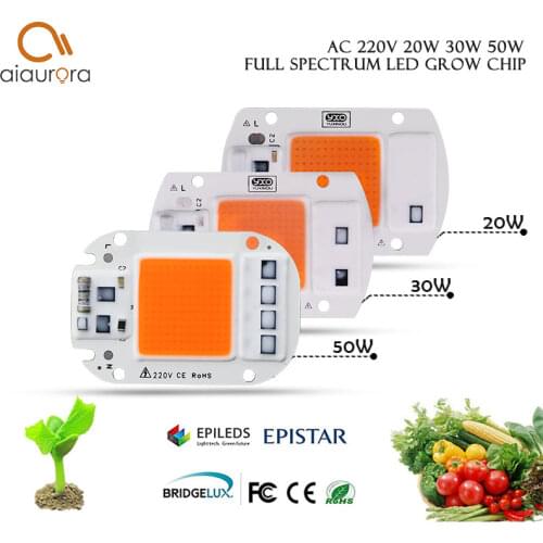 10 Pcs Led Grow Light Chip 20W 30W 50W 230V Full Spectrum 380nm~780nm Best for Hydroponics Greenhouse Grow DIY for LED Lamp