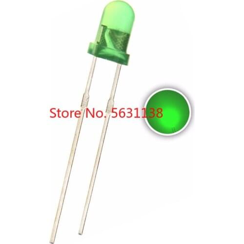 100pcs 3mm Green Diffused LED DIP-2 Emitting Diode Round Head DC 3V 20mA Ultra bright Lamp Light Beads chip cree leds wholesale