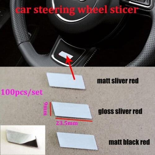 100pcs/set Car Steering Wheel Metal Chrome Aluminium Alloy 3D Emblems Badge Sticker Decals slin-e