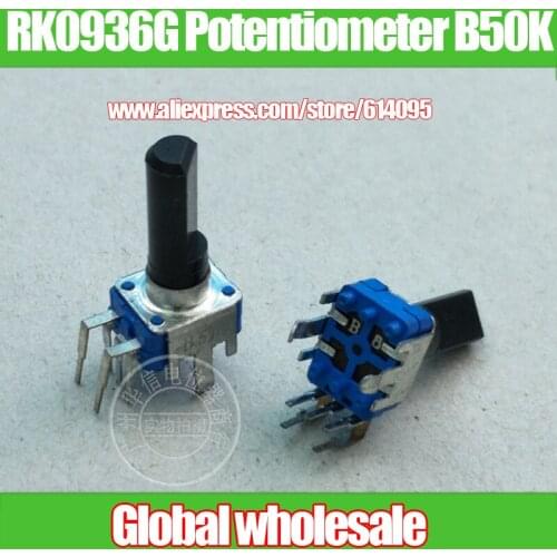 2pcs RK0936G Vertical Double Potentiometer B50K / Handle Length 18MMF Blue