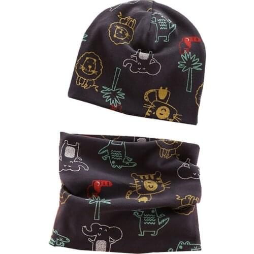 2021 Spring Autumn Boys Girls Hat Scarf Set Winter Cotton Baby Hats Boys Girls Caps Warm Boys Girls Neck Collar Kids Hat Set