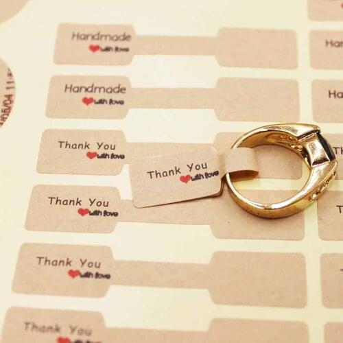 300pcs kraft/white ring price/size label stickers self adhesive thank you jewelry tag label stickers custom cost extra 6*1.20cm