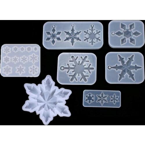 3D Snowflake Charms for Jewelry Making Resin Mold Silicone Handmade Forzen Snow Keychain Pendant DIY Tools Mini Necklace Earring