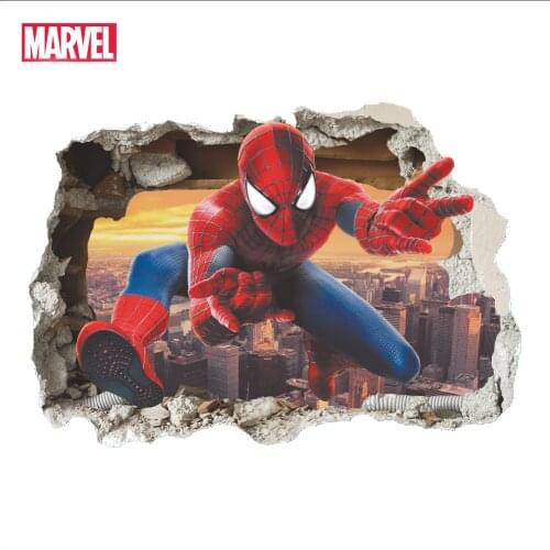 Marvel Spiderman 3D Vivid Super Heroes Wall Stickers For Kids Room Decoration Home Bedroom PVC Decor Cartoon Movie Art Mural