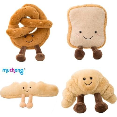 4 kinds Cute Pretzel Stuffed Toast Food Plush Toy Cartoon Croissant Home Decor Doll For Girl Kids Birthday Gift High Quality