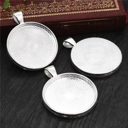 5pcs 30mm Inner Size Bright Silver Plated Classic Style Cabochon Base Setting Charms Pendant (B5-31)