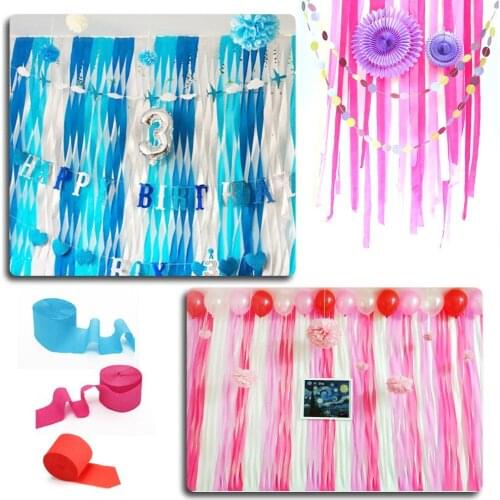 5pcs/set 25m Crepe Paper Streamers Party Decorations Wedding Birthday Rolls 6 COLOR Choose Balloon streamer colored paper