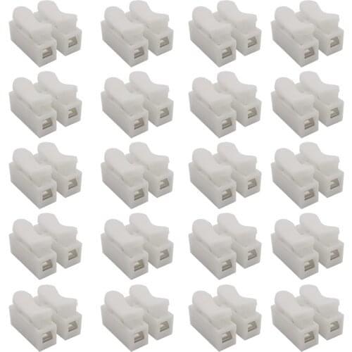50/30/20/10pcs 2 Pin Electrical Cable Connectors CH2 Quick Splice Lock Wire Terminal Barrier Block CH2 Spring Wire Connectors