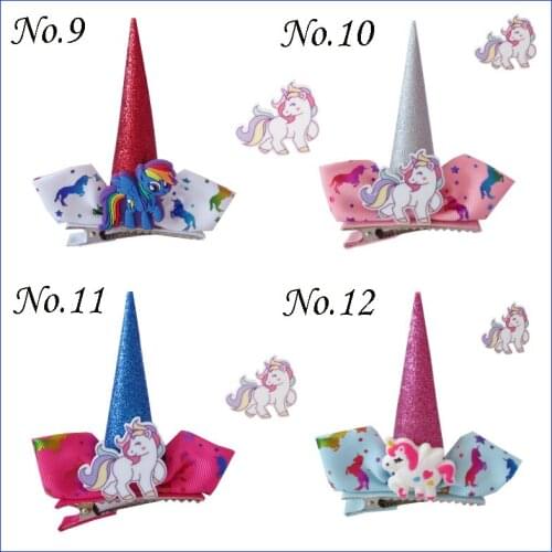 50 BLESSING Girl Popular 2.5" Unicorn Clip Little Pony Rainbow Spangle Flash