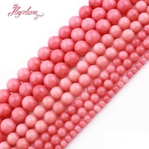 6,8,10mm Smooth Round Rhodochrosite Jades Smooth Loose Beads Ball Stone Beads For Necklace Bracelats Earring Jewelry Making 15"