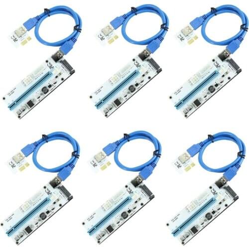 6PCS 008S 3 in 1 PCIe PCI-E PCI Express Riser Card 1x To 16x USB 3.0 Data Cable For Bitcoin Mining BTC Graphics Card