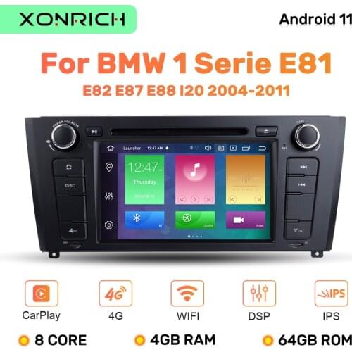 IPS DSP 4GB RAM 64G Qcta Core 1 Din Android 10 Car Radio DVD For BMW E87 BMW 1 Series E88 E82 E81 I20 GPS Navigation Multimedia