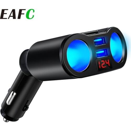 Cigarette Lighter Socket Car Charger 3.1A Voltage Display 12-24V LED Indicate Light Dual USB Charger Adapter For Phone MP3 DVR