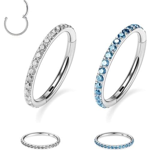 Zircon earring Clicker conch ring Segment Nose Ring Piercing Septum cartilage hoop body jewelry 316L Surgical Steel