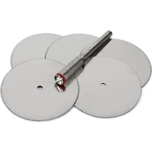 6Pcs/set 32mm Stainless Steel Slice Metal Cutting Disc with 1 Mandrel for Dremel Rotary Tools