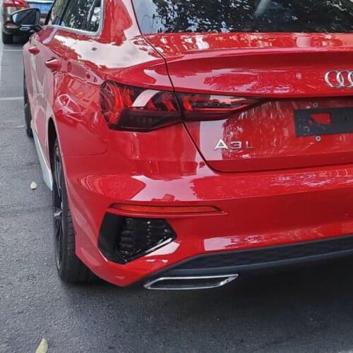 For Audi A3 8Y 2020 2021 Sedan/Hatchback 2PCS ABS Bright Black Rear Bumper Sports Air Decoration Pieces Car Accessories