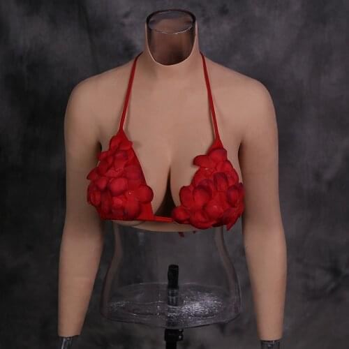 Dokier Solid Silicone filled huge fake boobs chest crossdressing breast forms with arm crossdresser cosplay shemale transgender