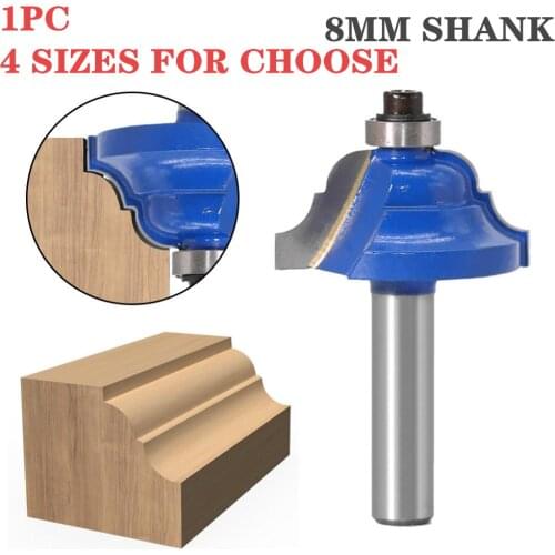 1pc 8mm Shank Large Roman Ogee Edging & Molding Wood Router Bit With Ball Bearing Tungsten Double Flute Milling Cutters For Wood