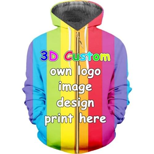 IFPD EU/US Size Customize Zipper Hoodies Women/mens 3d Custom Pictures Sweatshirt Full Body Print Hoodie Hiphop Hooded