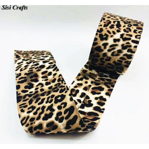 Sisi Crafts Layering Fabric Tape 4cm Leopard Chiffon Ribbon Print 10 25 75mm Chiffon Grosgrain Satin Bias DIY Hair Bow Accessory