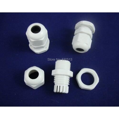 LOT OF 10PCS PG9 Waterproof Cable Connector Gland Dia. 4-8mm NYLON 66 94V-2 White color High quality