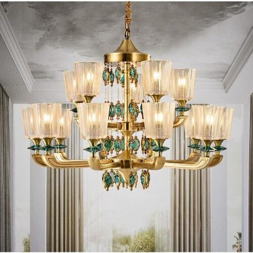 European style copper peacock blue crystal chandelier