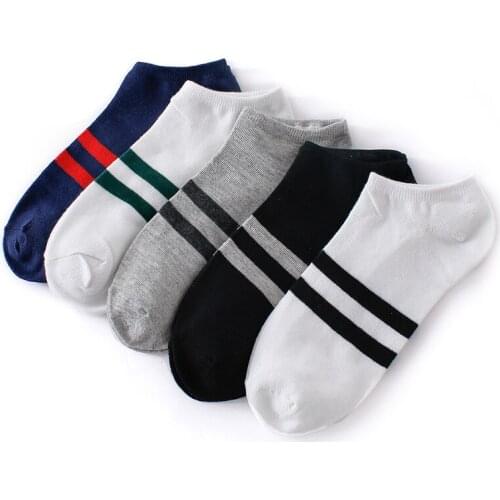 10 Pairs/ Lot 5 Color New Business Casual Men Summer Boat Socks Double Stripe Short Shallow Mouth Invisible Sock Wholesale Price