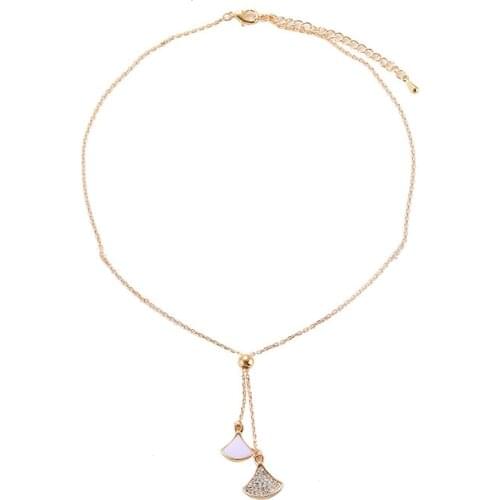 New Simple And Classic Light Luxury Fan-shaped Light Luxury Full Of Crystal Celebrity Wind Neck Chain Bone Chain Necklace Women